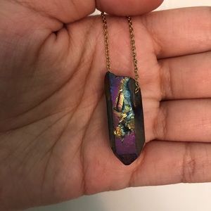 Groovy/Psychedelic Purple & Gold Crystal Necklace